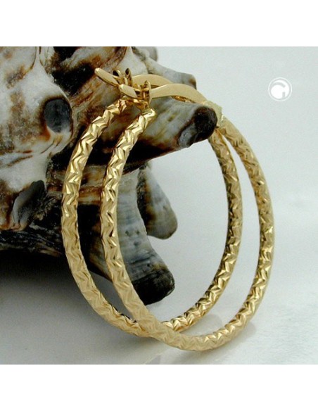 hoop earrings diamond cut 9k gold