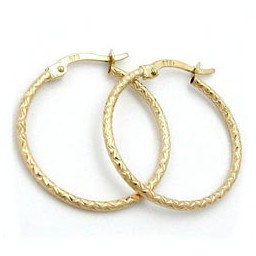 hoop earrings diamond cut 9k gold