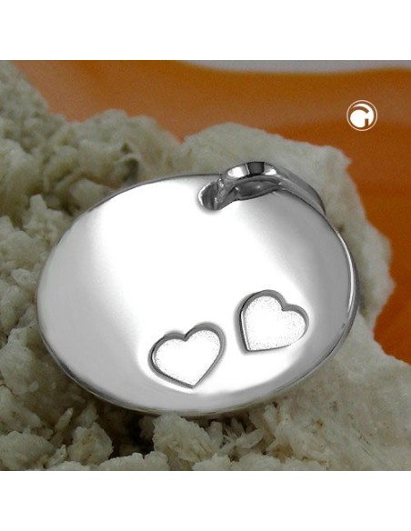 Hängsmycke Oval 2 Hearts Silver 925