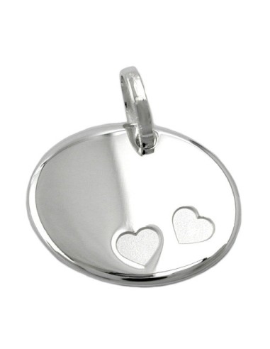 Hängsmycke Oval 2 Hearts Silver 925