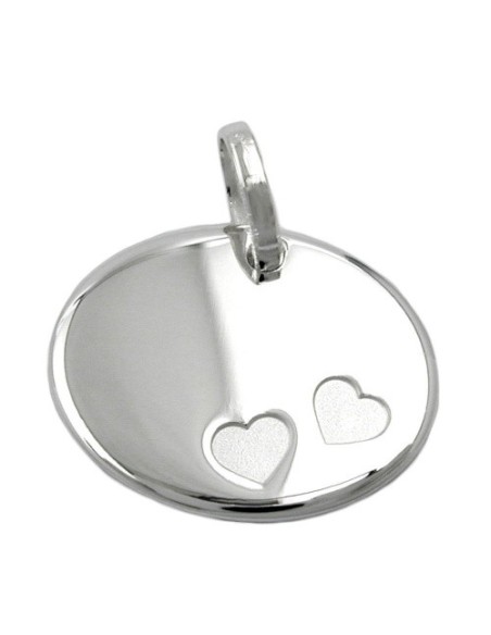 Hängsmycke Oval 2 Hearts Silver 925