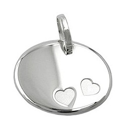 Hängsmycke Oval 2 Hearts Silver 925