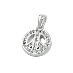 Hängsmycke Peace Sign Zirconia Silver 925