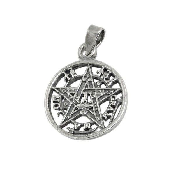 Hängsmycke Pentagram Oxidated Silver 925