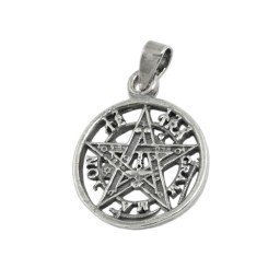Hängsmycke Pentagram Oxidated Silver 925
