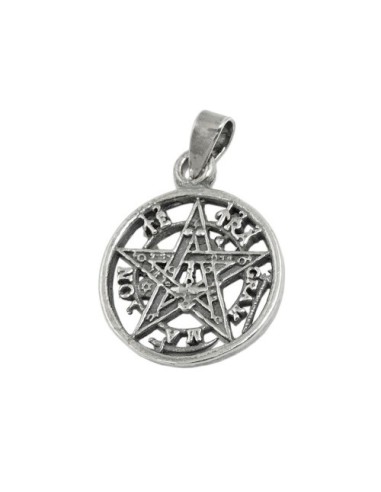 Hängsmycke Pentagram Oxidated Silver 925