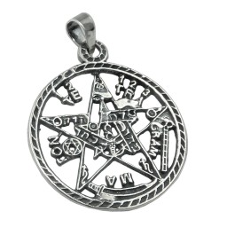 Hängsmycke Pentagram Oxidated Silver 925