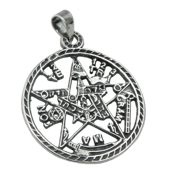 Hängsmycke Pentagram Oxidated Silver 925