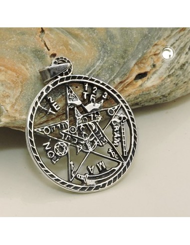 Hängsmycke Pentagram Oxidated Silver 925