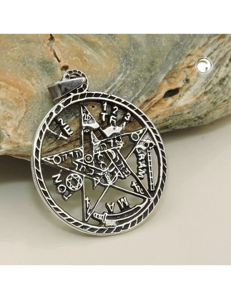 Hängsmycke Pentagram Oxidated Silver 925