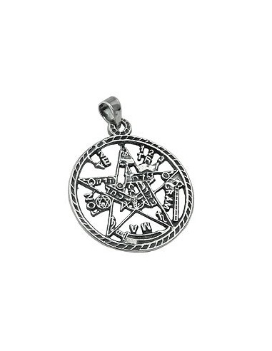 Hängsmycke Pentagram Oxidated Silver 925