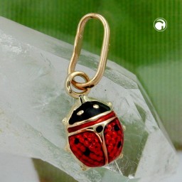 pendant ladybird red-black 9k gold