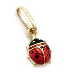 pendant ladybird red-black 9k gold