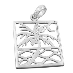 Hängsmycke Rectangular Palm Tree Silver 925