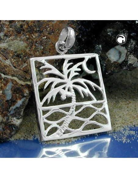 Hängsmycke Rectangular Palm Tree Silver 925