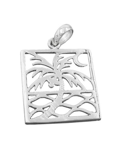 Hängsmycke Rectangular Palm Tree Silver 925