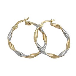 hoop earrings 26x3mm oval bicolor twisted 9k gold