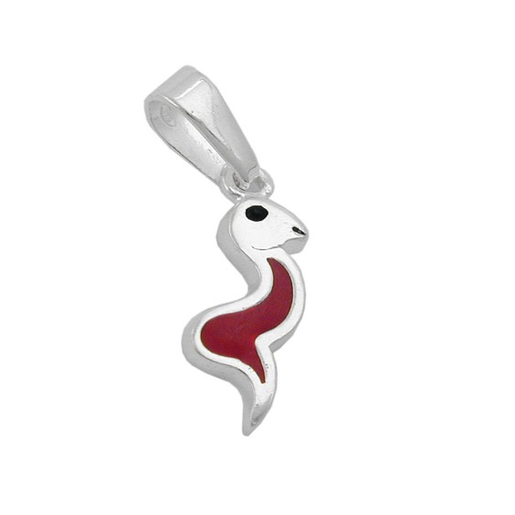 Hängsmycke Snake Red/ Black Silver 925