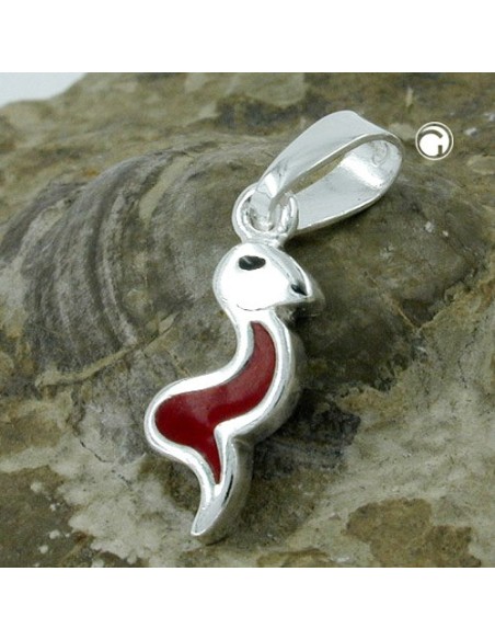 Hängsmycke Snake Red/ Black Silver 925