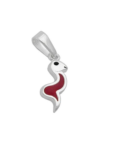 Hängsmycke Snake Red/ Black Silver 925