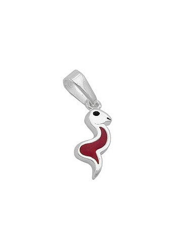 Hängsmycke Snake Red/ Black Silver 925
