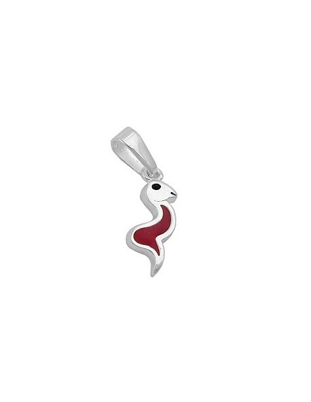 Hängsmycke Snake Red/ Black Silver 925