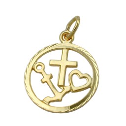 pendant faith hope and charity 9k gold