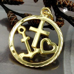 pendant faith hope and charity 9k gold