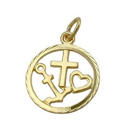 pendant faith hope and charity 9k gold