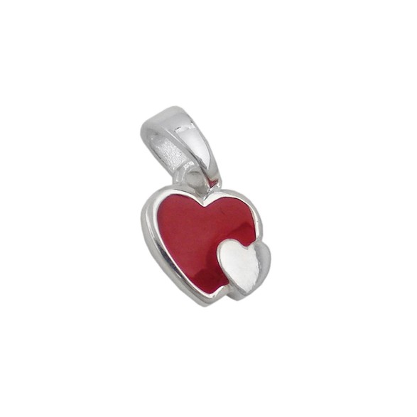 Hängsmycke Two Hearts Red Silver 925