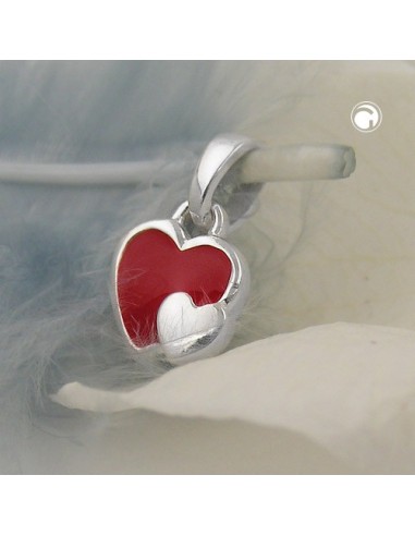 Hängsmycke Two Hearts Red Silver 925