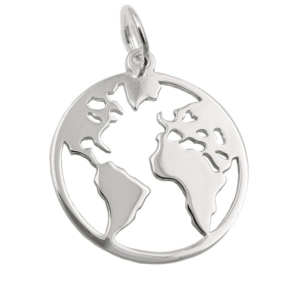 Hängsmycke World Atlas Polished Silver 925