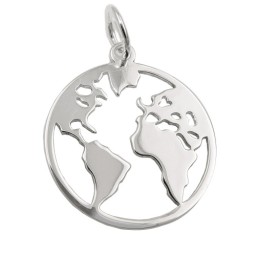 Hängsmycke World Atlas Polished Silver 925