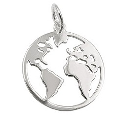 Hängsmycke World Atlas Polished Silver 925