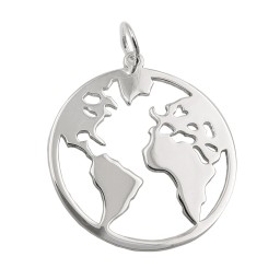 Hängsmycke World Atlas Polished Silver 925