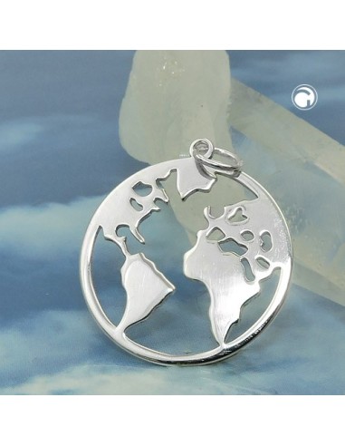 Hängsmycke World Atlas Polished Silver 925