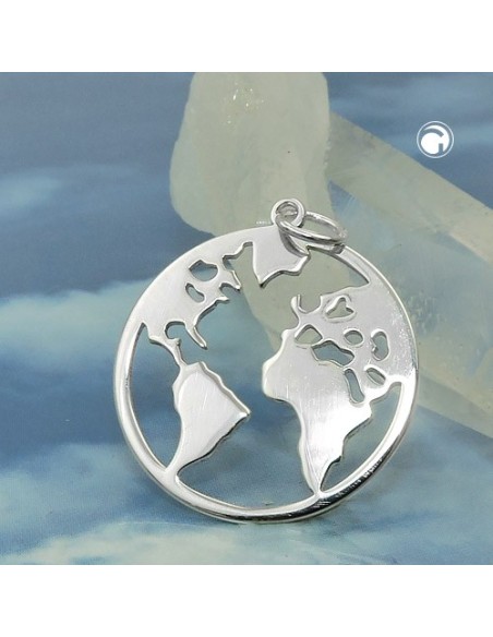 Hängsmycke World Atlas Polished Silver 925