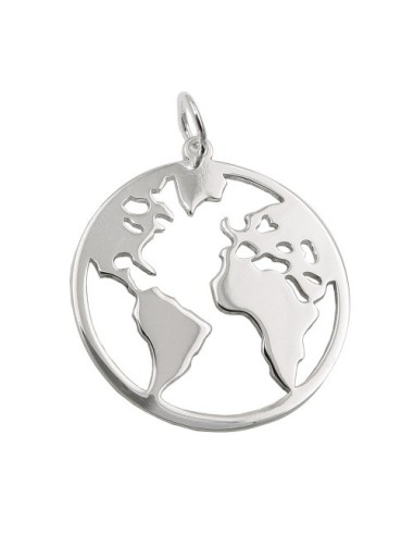 Hängsmycke World Atlas Polished Silver 925
