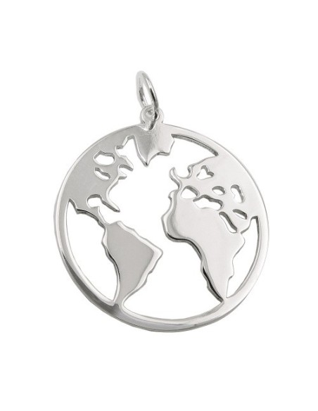 Hängsmycke World Atlas Polished Silver 925