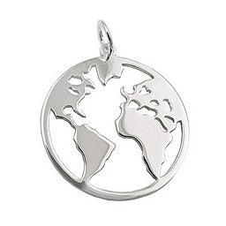 Hängsmycke World Atlas Polished Silver 925