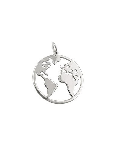 Hängsmycke World Atlas Polished Silver 925