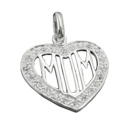 Hängsmycke Zirconia Heart Mom Silver 925