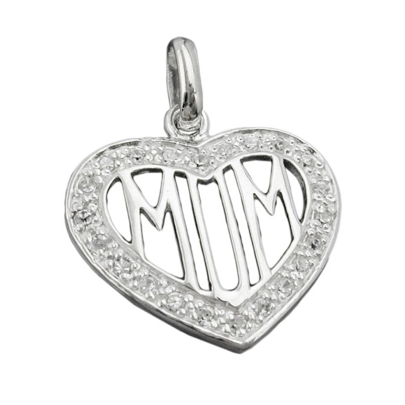 Hängsmycke Zirconia Heart Mom Silver 925