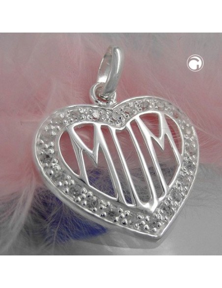 Hängsmycke Zirconia Heart Mom Silver 925