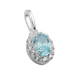 Hängsmycke Zirconia Light Blue Silver 925
