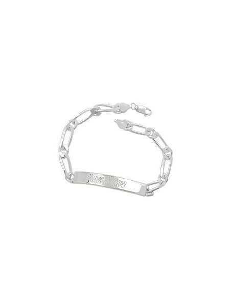 Id Armband 6,5x2mm Figaro Kedja Engraving Plate 45x7mm Peace & Love Shiny Silver 925 21cm