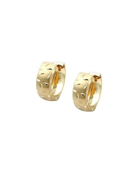 hoop earrings 12x5mm hinged matte diamond cut 9k gold