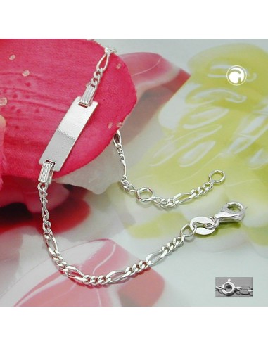 Id Armband For Children 2.2mm Figaro Kedja Engraving Plate 21x5mm Silver 925 16cm