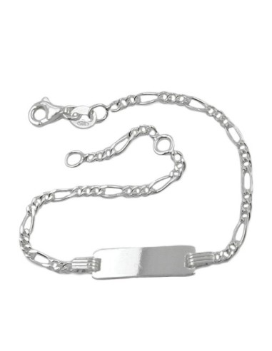 Id Armband For Children 2.2mm Figaro Kedja Engraving Plate 21x5mm Silver 925 16cm