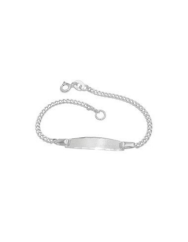 Id Armband For Children 2mm Curb Kedja Engraving Plate 23x5mm Matt Diamond Silver 925 14cm